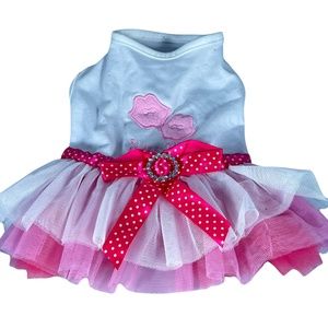 White and pink dress with tutu for dog